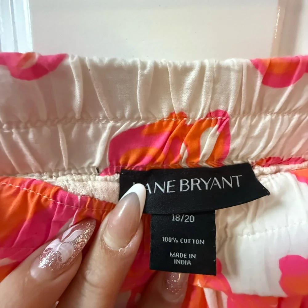 Lane Bryant Pink and White Floral A-Line Skirt - Picture 2 of 2